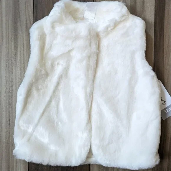 NWT Carter's Baby Toddler Girl's Faux Fur Vest High Neck White 12M, 24M - Picture 4 of 5